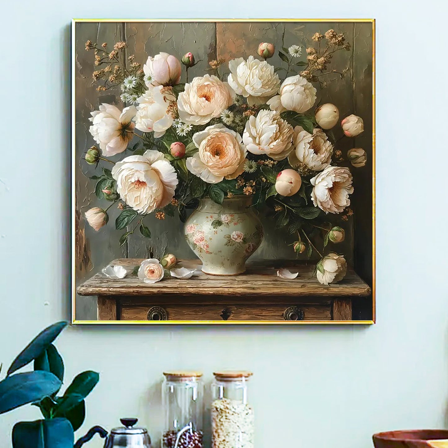 Peony flowers - Painting by Numbers -40x40cm