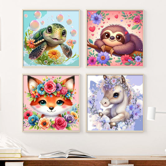 Animals- Painting by Numbers -20x20cm-4pcs/set