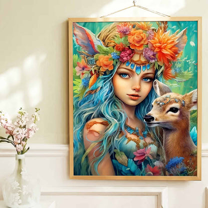 Deer Girl - Painting with Numbers -40x50cm