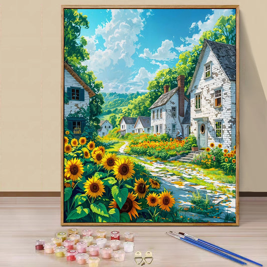 Sunflower Town - Paint by Numbers -40x50cm