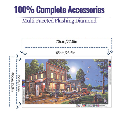 Petrol station - Full Round Diamond Painting - 70x40cm