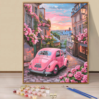 Pink Car - Painting with Numbers -40x50cm