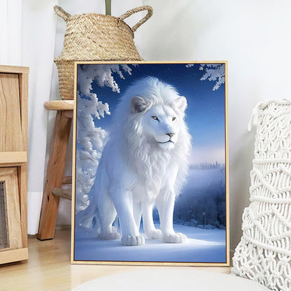 White Lion - Full Round Diamond Painting - 30x40cm