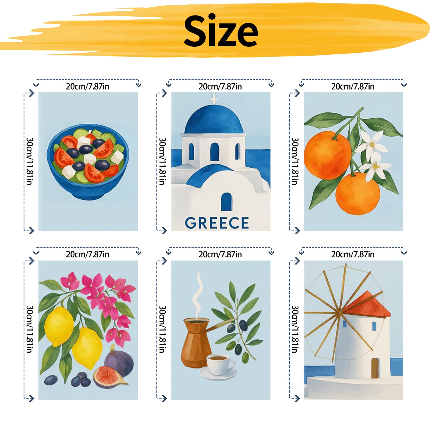 Blue colour - Painting by Numbers -20x30cm/6pcs