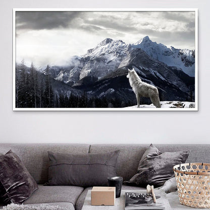 Wolf Howl - Full Round Diamond Painting - 70x40cm