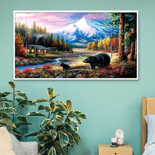 Black bear - Full Round Diamond Painting - 70x40cm