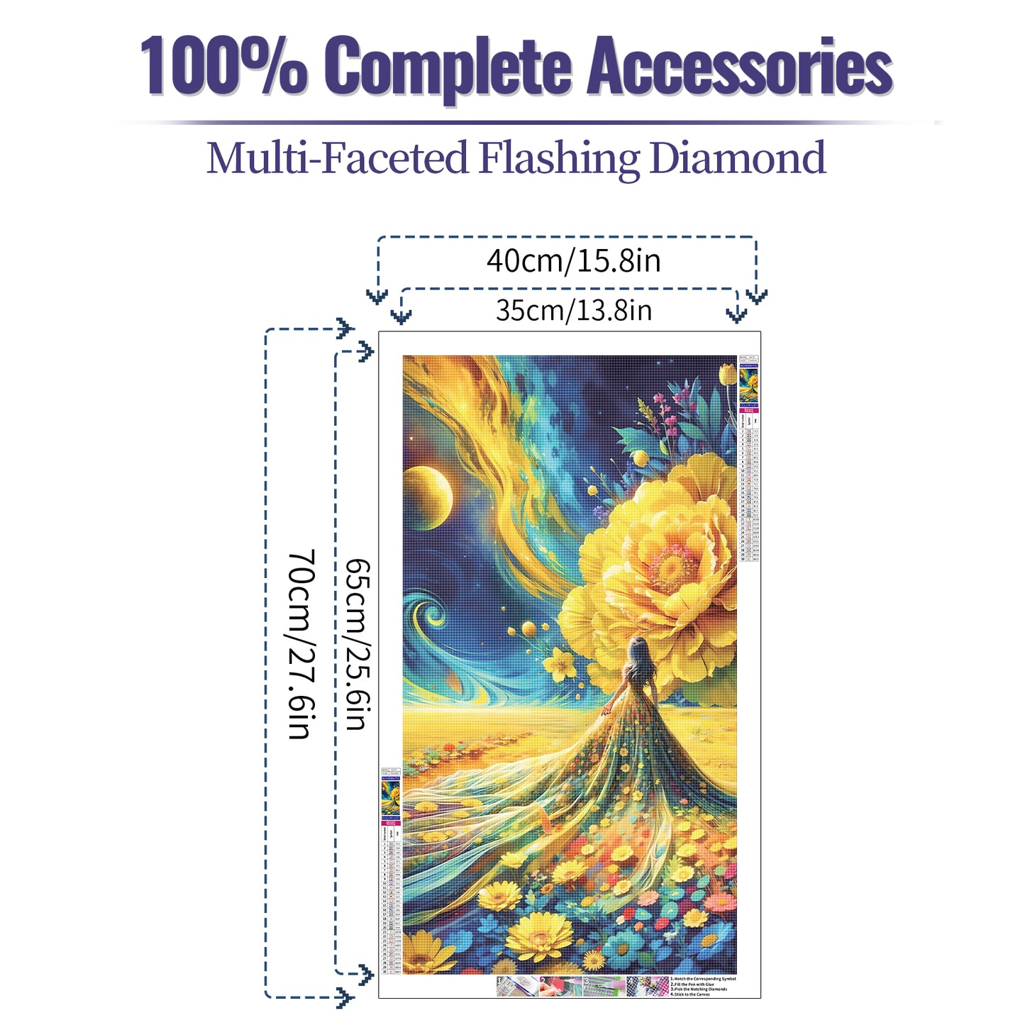 Flower- Full Round Diamond Painting - 40x70cm