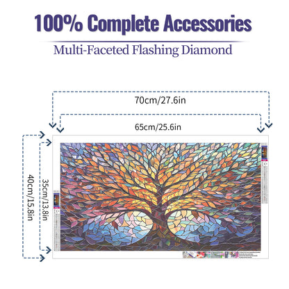 Colourful tree - Full Round Diamond Painting - 70x40cm