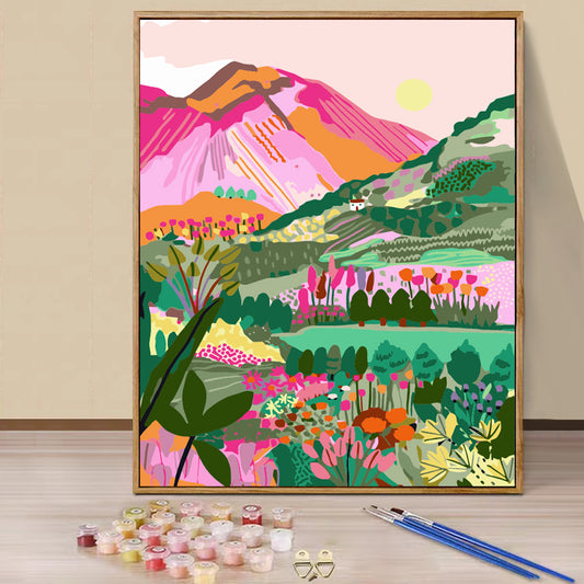 Pink Mountain - Painting with Numbers -40x50cm