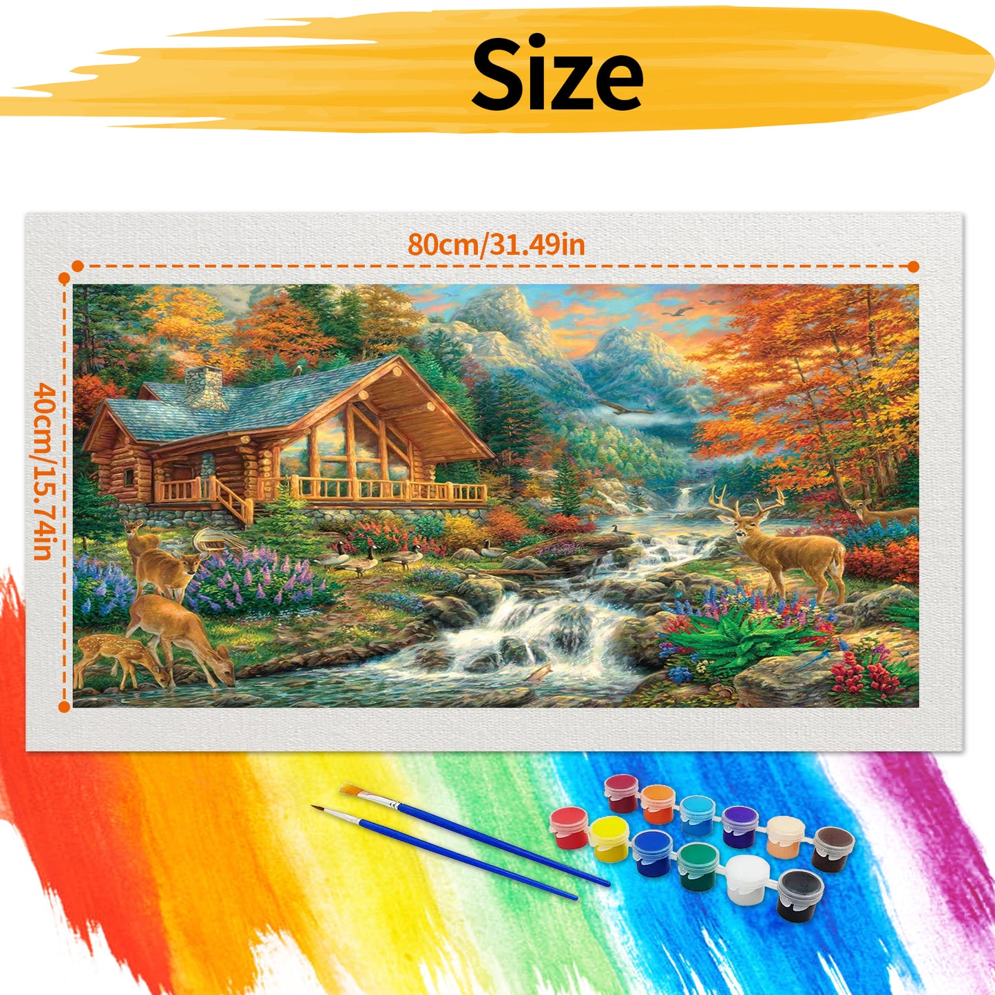 Wooden house- Painting by Numbers -80x40cm