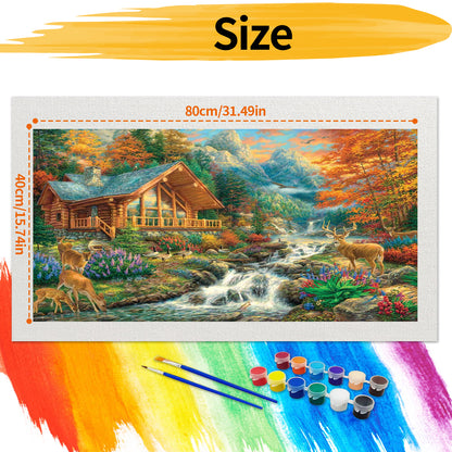 Wooden house- Painting by Numbers -80x40cm