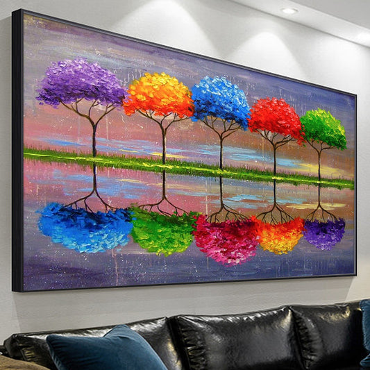 Five-color tree - Full Round Diamond Painting - 70x40cm