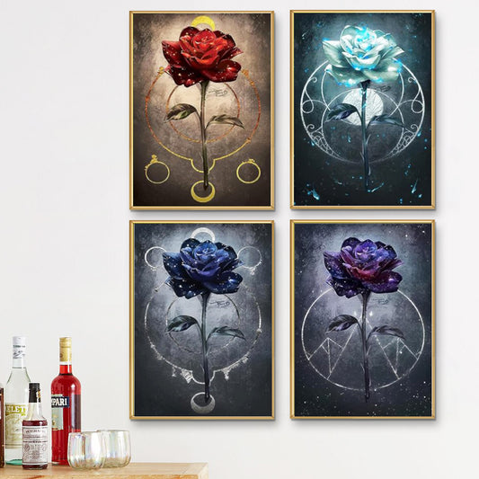 Flower - Full Round Diamond Painting - 30x40cm/4pack