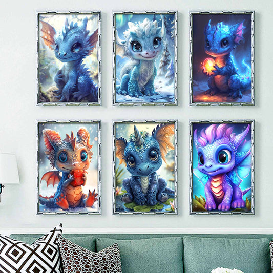 Dragons  - Paint by Numbers -25x35cm/6pcs