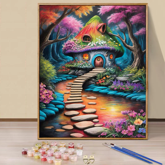 Mushroom House - Paint by Numbers -40x50cm