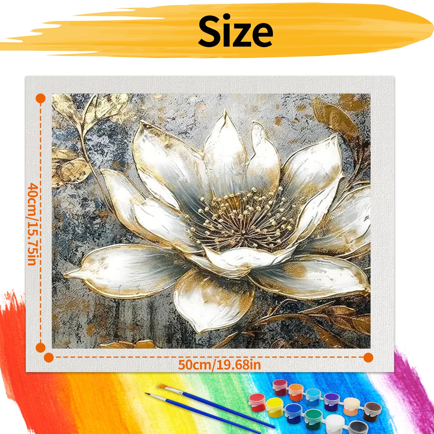 White flower- Paint by Numbers -50x40cm