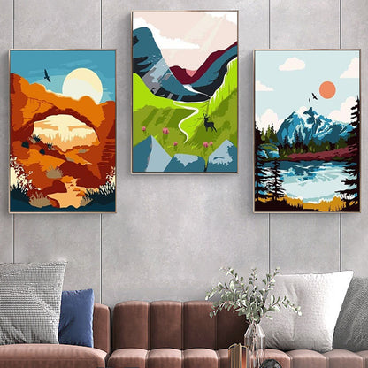 Mountain - Painting with Numbers -20x30cm -6 pack