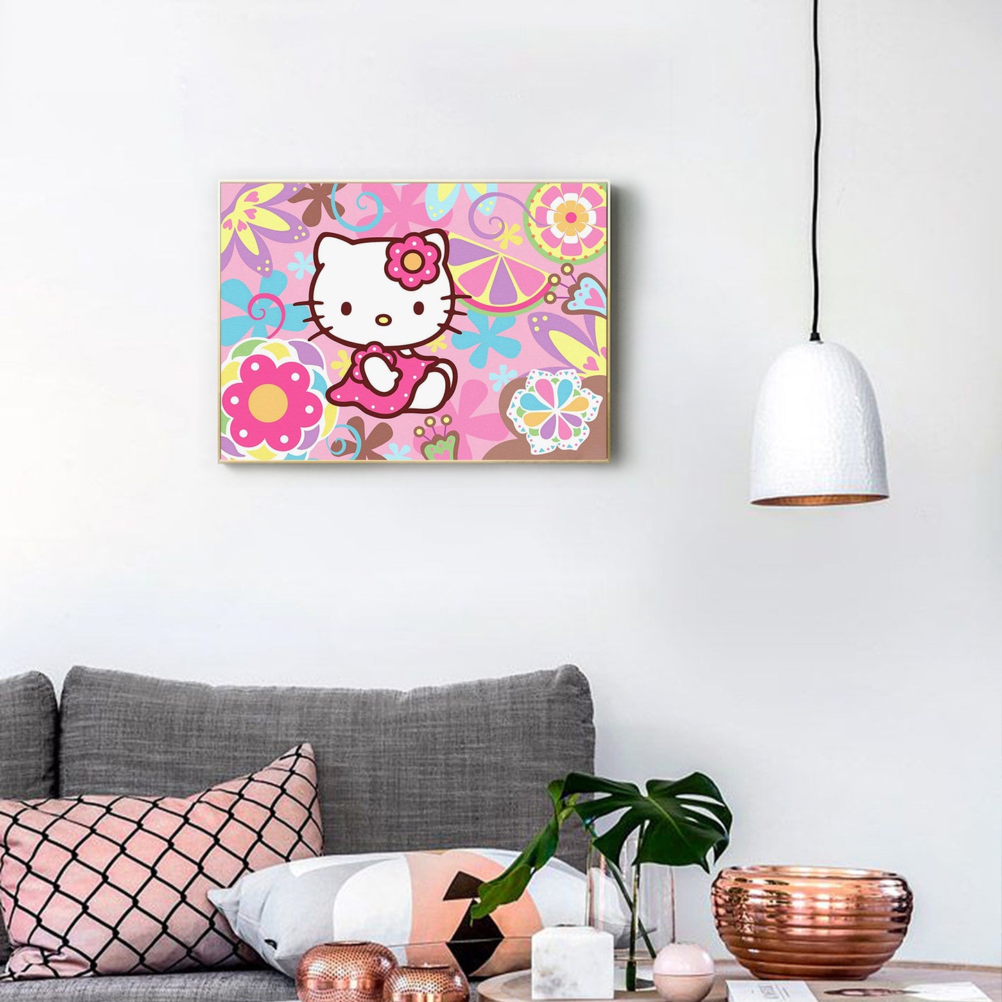 Hello Kitty- Full Round Diamond Painting - 40x30cm