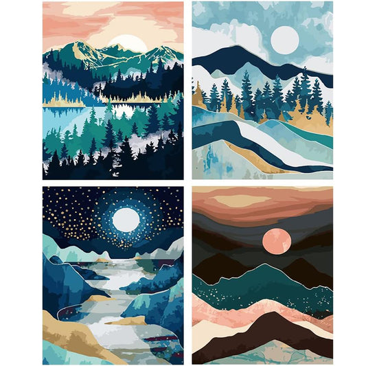 Mountain - Painting with Numbers -30x40cm-4pcs/set