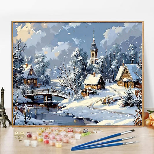 Winter House - Paint by Numbers -40x50cm