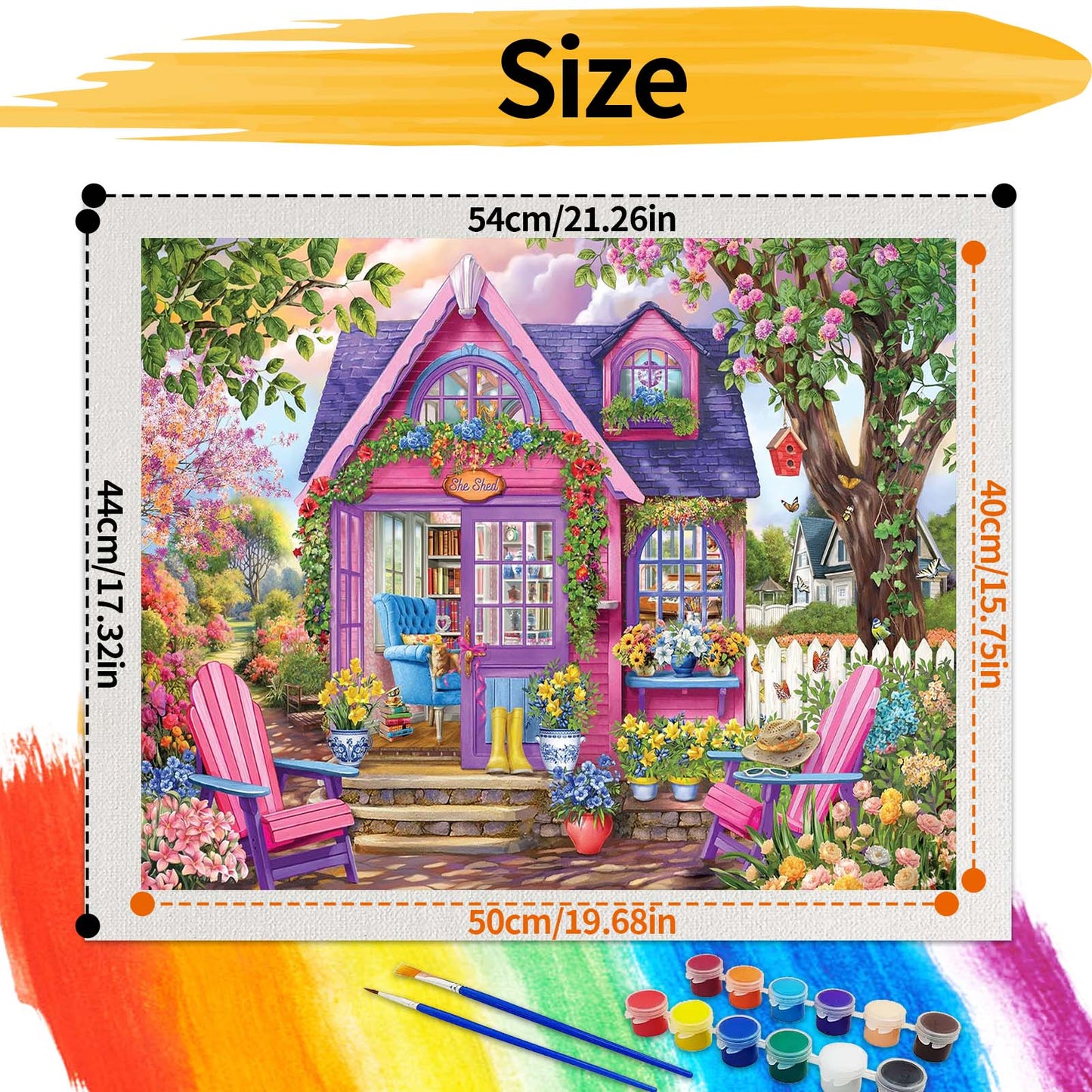 Purple Cottage - Paint by Numbers -50x40cm