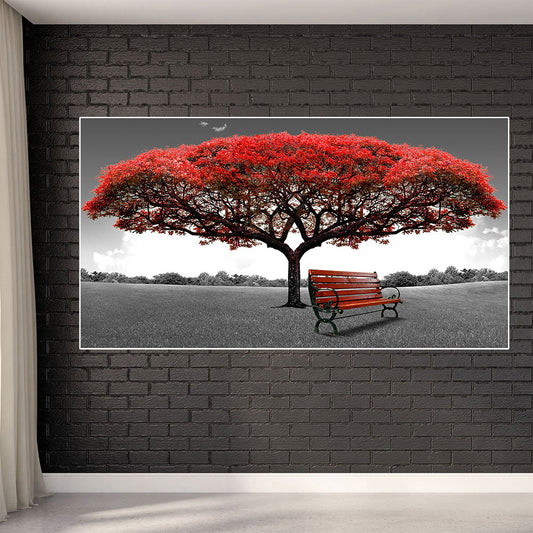 Red Tree - Full Round Diamond Painting - 70x40cm