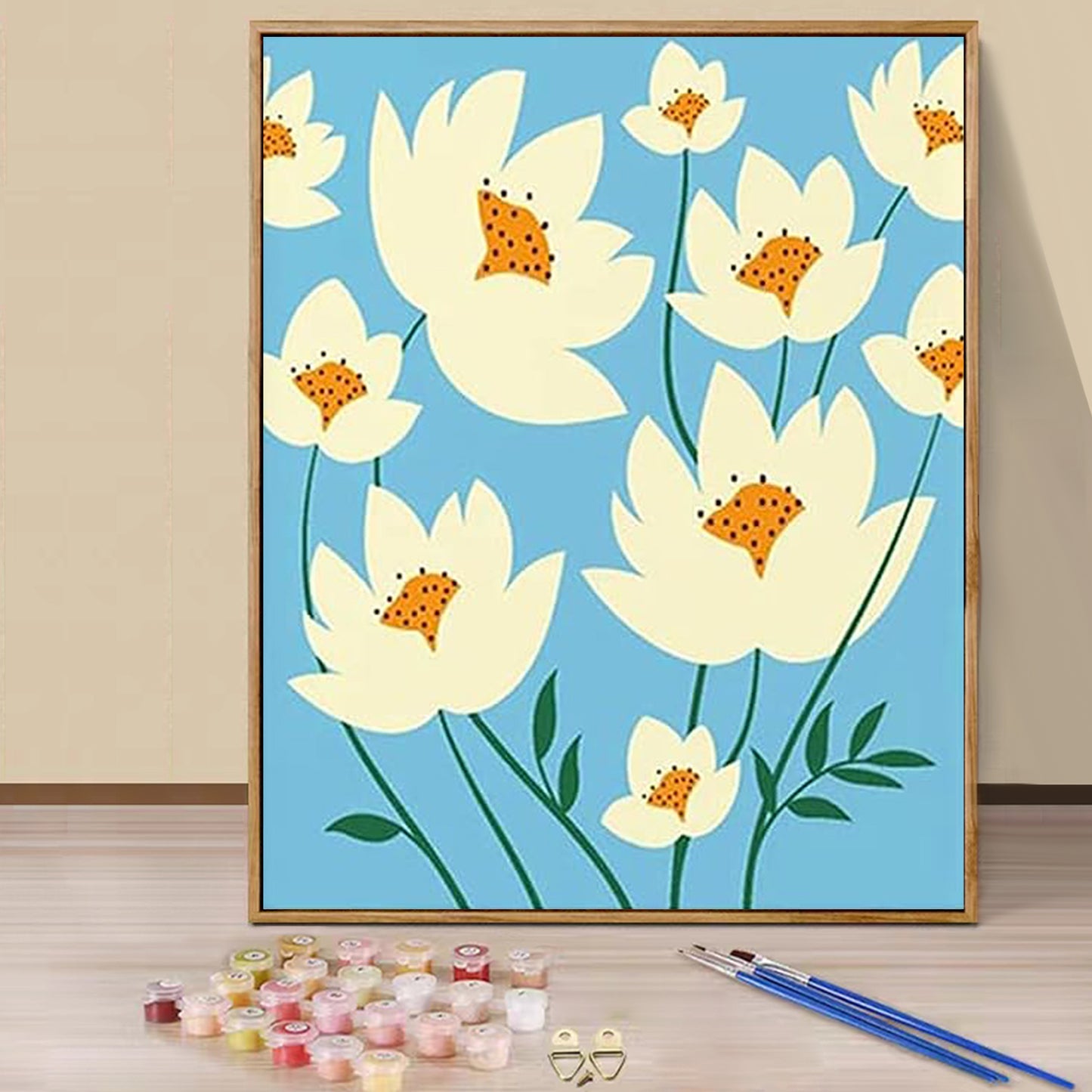 White flower - Paint by Numbers -20x30cm