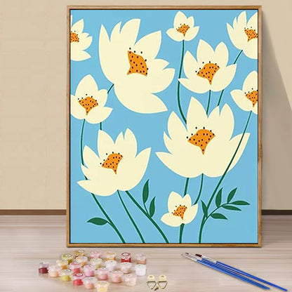 White flower - Paint by Numbers -20x30cm