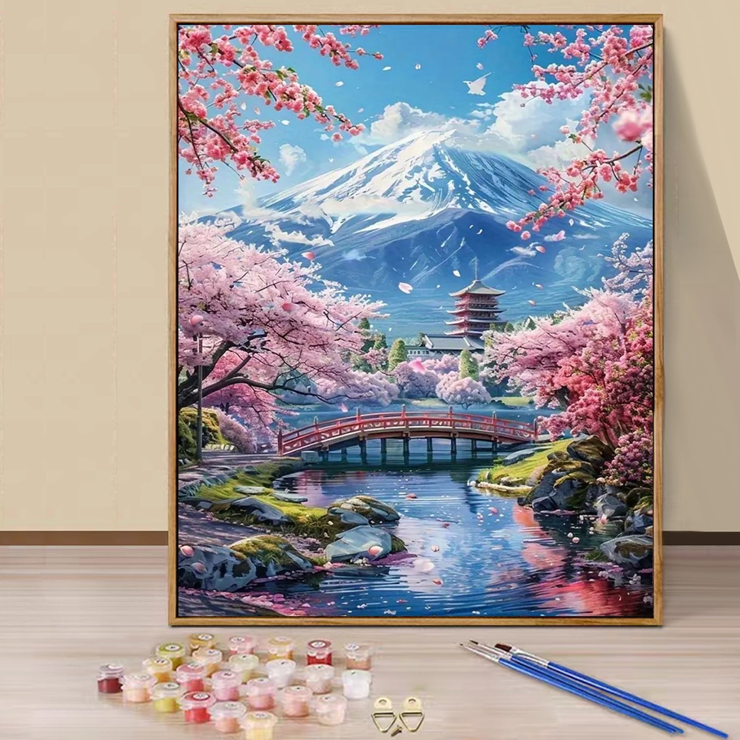 Pink Bridge Mountain- Paint by Numbers -40x50cm