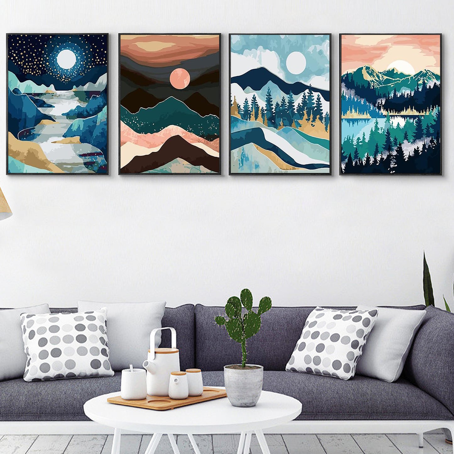Mountain - Painting with Numbers -30x40cm -4pack