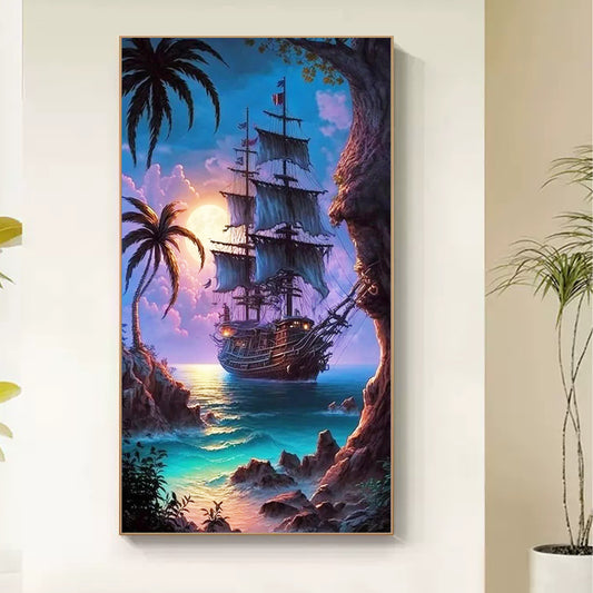 Sailing boat - Full Round Diamond Painting - 40x70cm