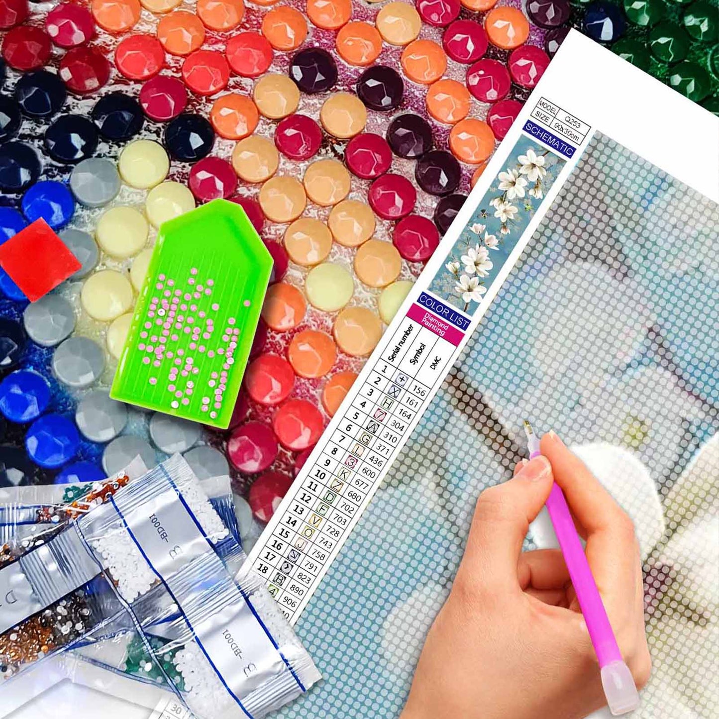 Plumeria- Full Round Diamond Painting - 90x30cm