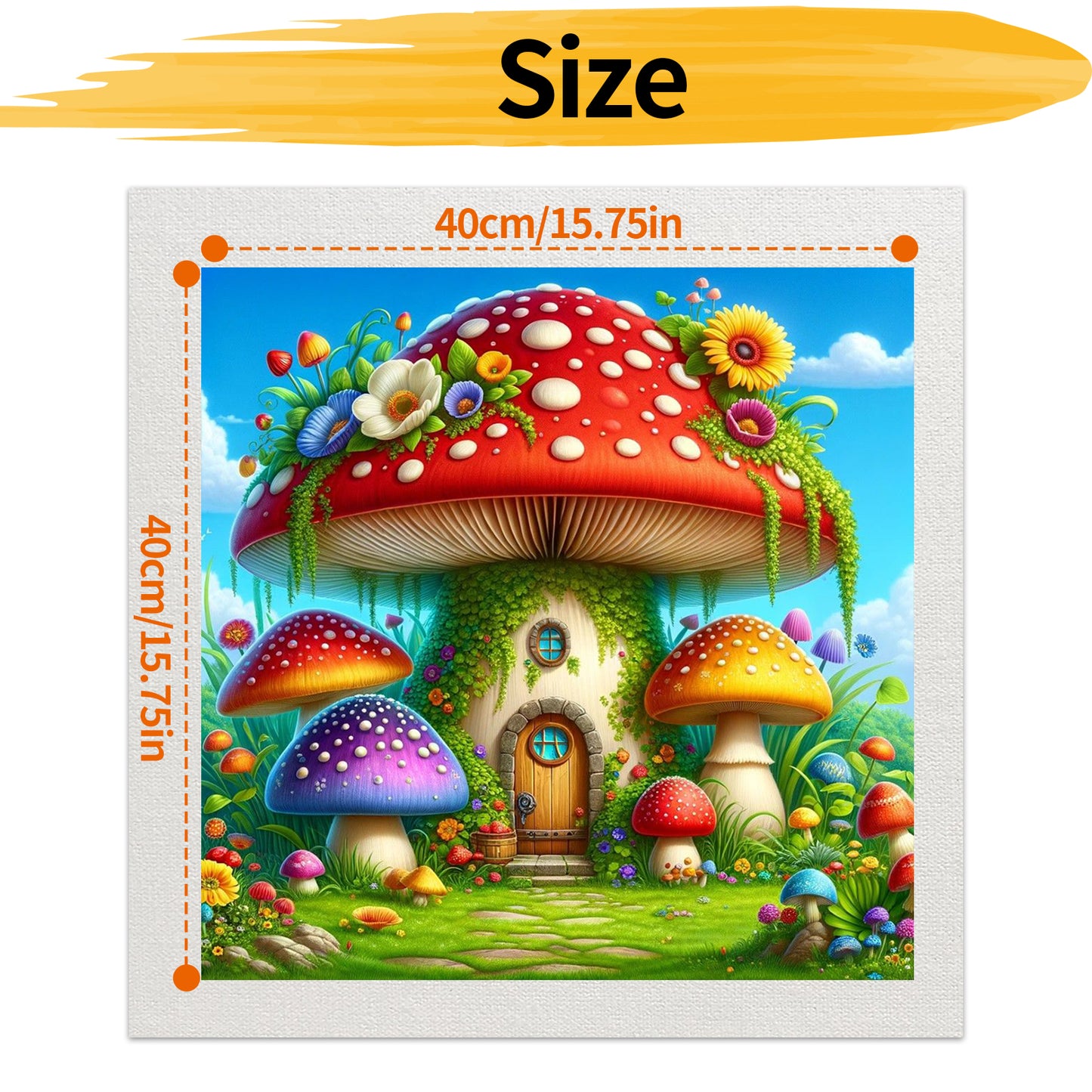 Mushroom House- Painting by Numbers -40x40cm