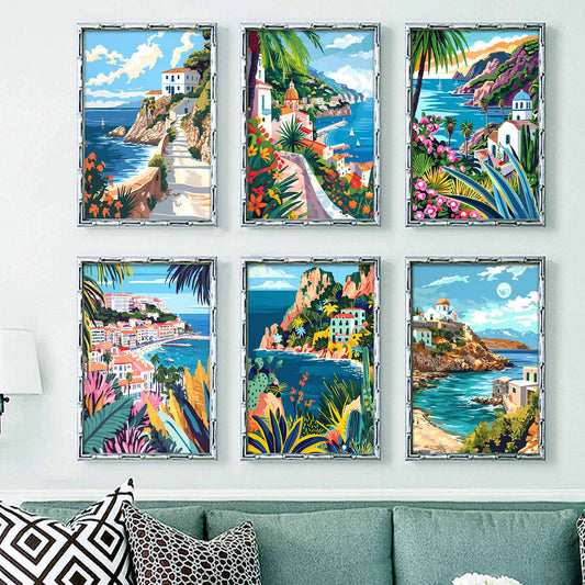 Holiday scenery - Paint by Numbers -25x35cm/6pcs