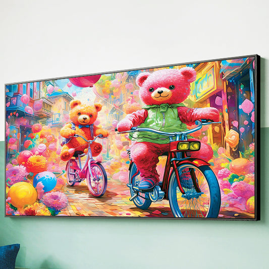 Pink Bear - Full Round Diamond Painting - 70x40cm