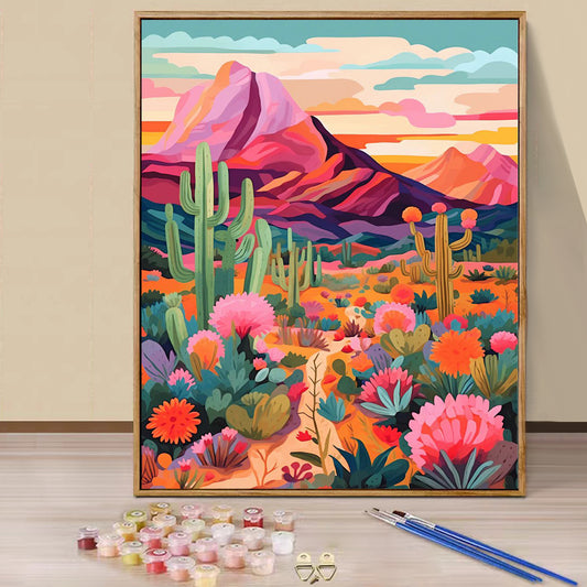 Cactus Mountain - Painting with Numbers -40x50cm