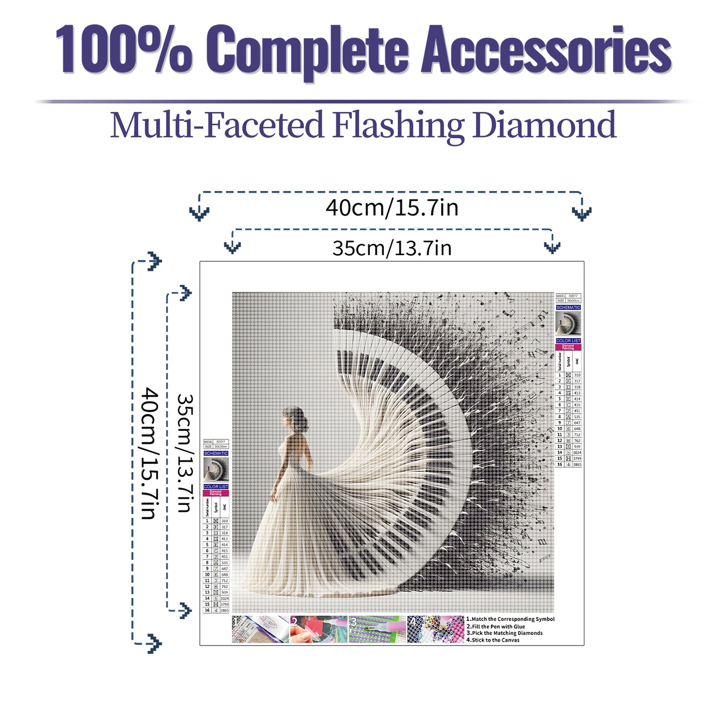 White dress - Full Round Diamond Painting -40x40cm