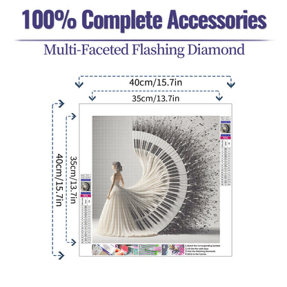 White dress - Full Round Diamond Painting -40x40cm