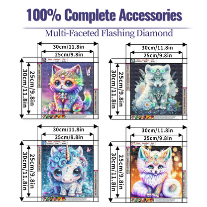 Animal - Full Round Diamond Painting - 30x30cm/4pack