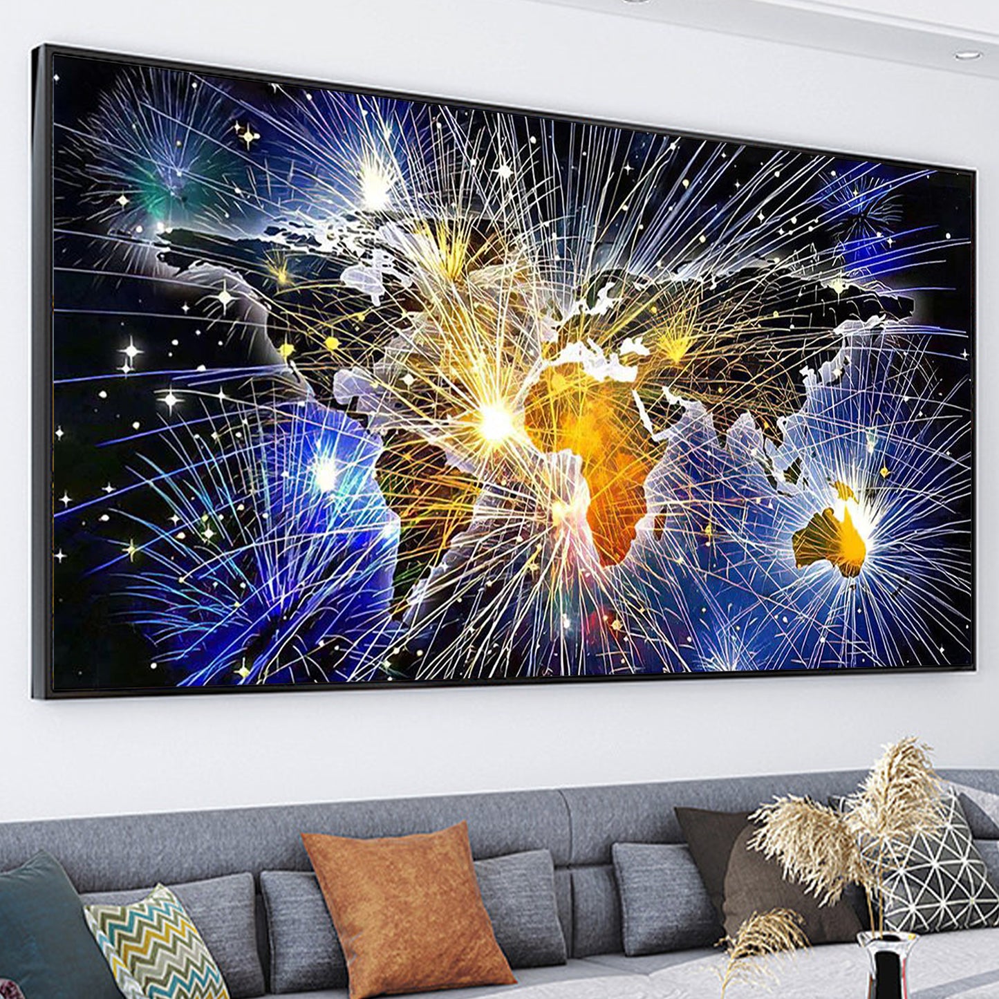 World map - Full Round Diamond Painting - 70x40cm
