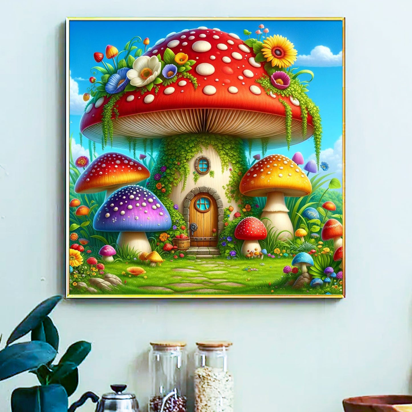 Mushroom House- Painting by Numbers -40x40cm