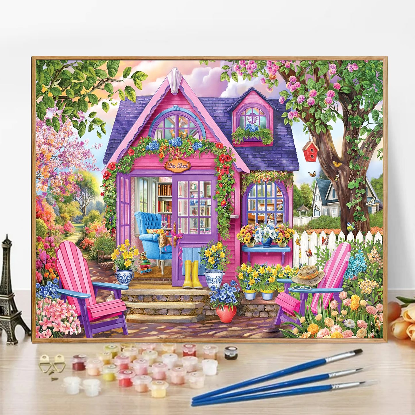 Purple Cottage - Paint by Numbers -50x40cm
