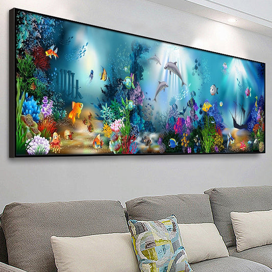 Underwater world- Full Round Diamond Painting - 90x30cm