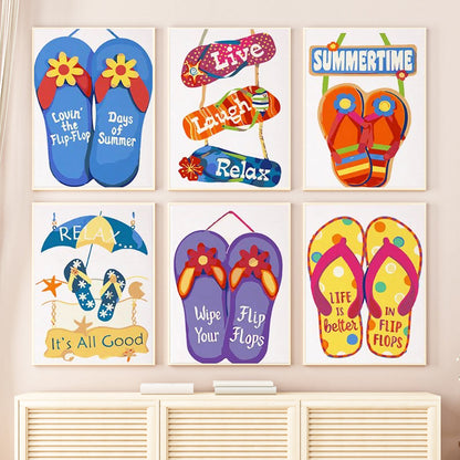 Flip-flops- Painting by Numbers -20x30cm/6pcs