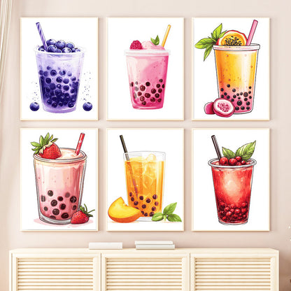 Milk tea - Painting by Numbers -20x30cm/6pcs