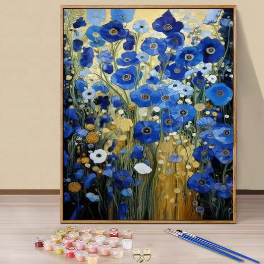 Small blue flowers  - Paint by Numbers -40x50cm