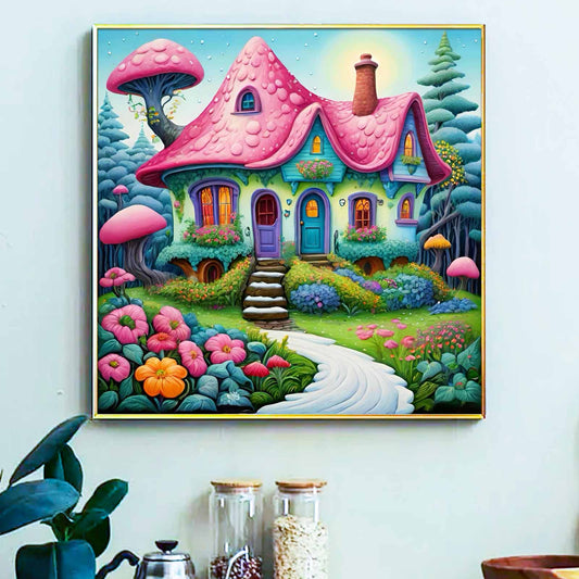 Mushroom House- Painting by Numbers -40x40cm