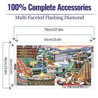 Christmas fireplace - Full Round Diamond Painting - 70x40cm