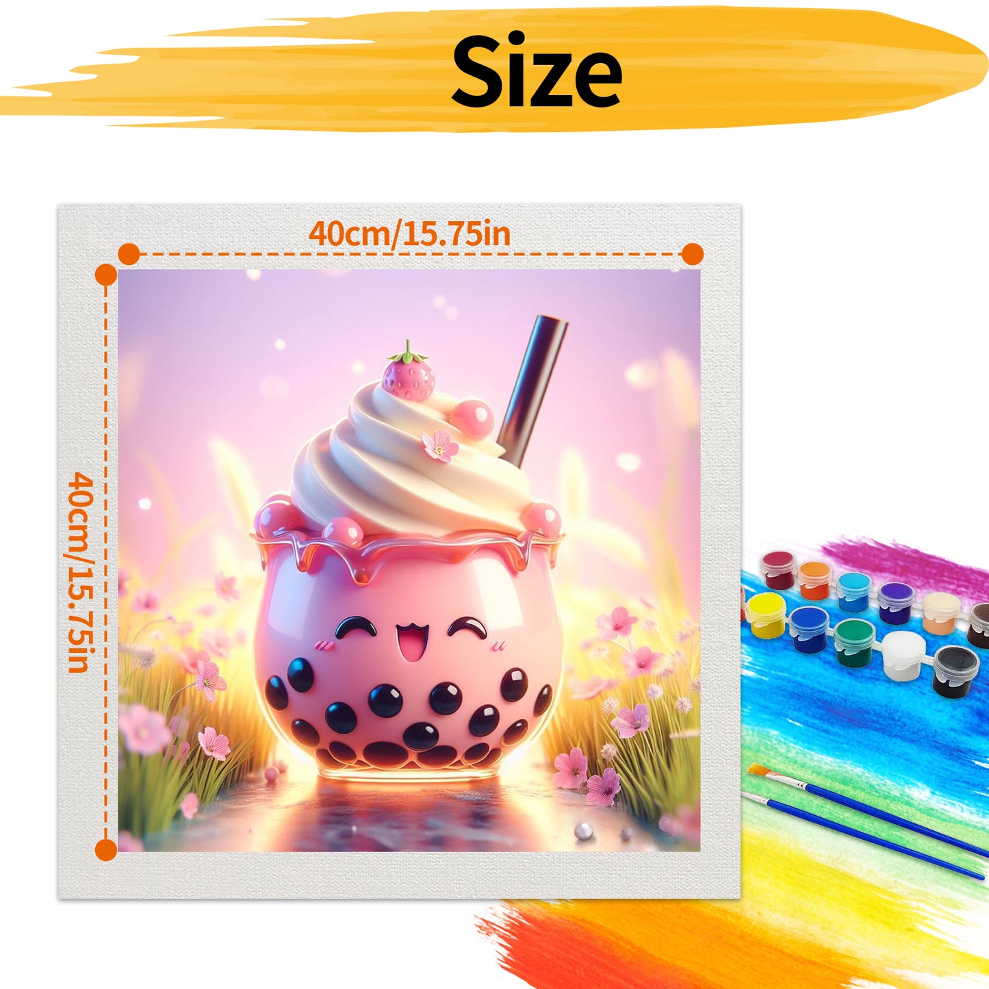 Ice cream milk tea- Paint by Numbers -40x40cm