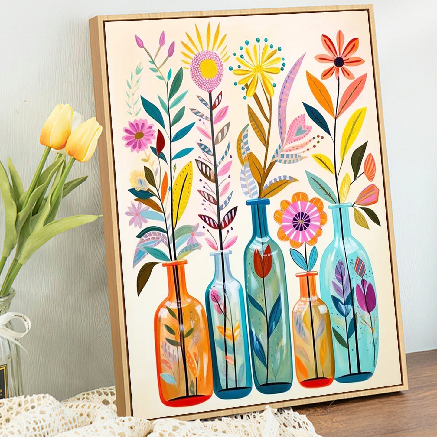 Five Flower Vase - Painting with Numbers -40x50cm